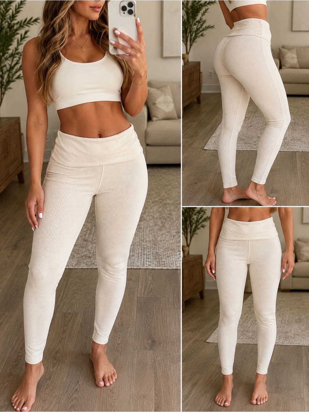 Victoria’s Secret Fold-Over Waffle Knit Leggings – Women’s Small